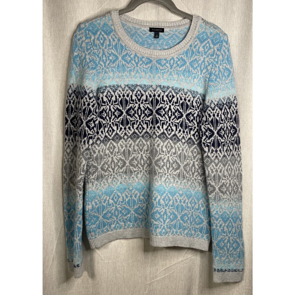 TALBOTS Lambswool/Nylon Soft Knit Fair Isle Pullover Sweater -Women’s Size Small